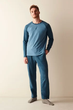 Basic Lacivert Uzun Kollu Pijama Takımı